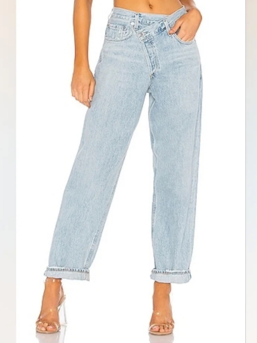 Agolde Crisa Cross Light Wash High-Rise Straight Jeans